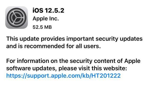 长宁苹果手机维修分享iOS12.5.2发布，建议所有老苹果用户安装 